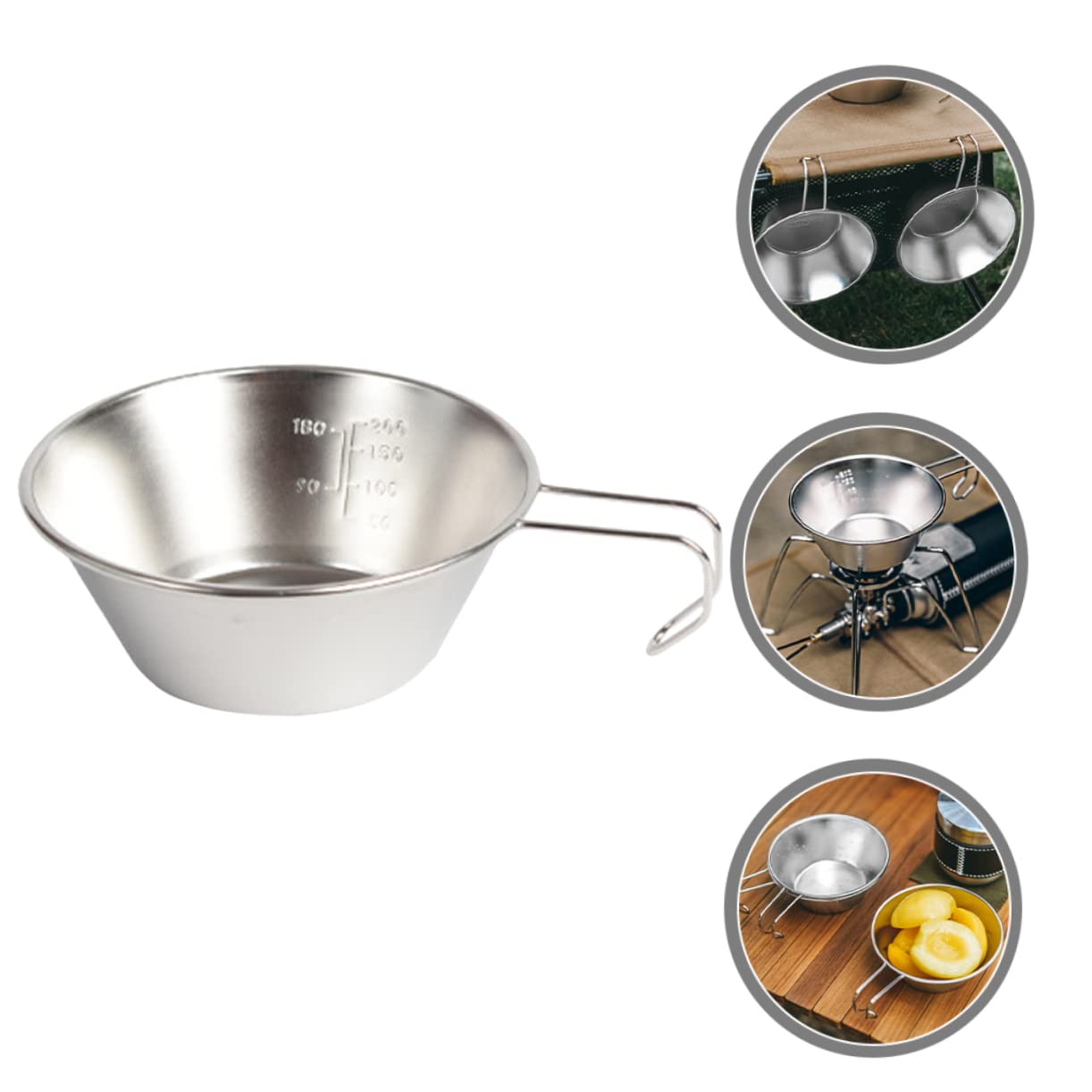 ibasenice 3pcs Collapsible Water Bowl Camping Bowl Stainless Steel Wine Cup Compact Picnic Accessory