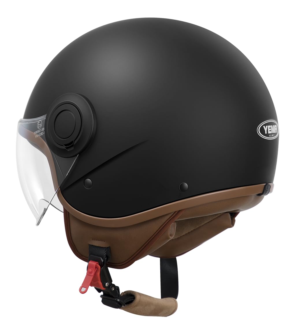 YEMA Open Face Casco YM-631 Moped Scooter ECE 3/4 Half Casco per Uomini Donne