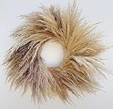 23'' Natural Pampas Grass Wreath for Indoor Decor, Handmade Dried Boho Wreath for Front Door or Wall, Rustic Farmhouse Decor for Living Room, Bedroom, and Entryway (Ivory&Taupe)