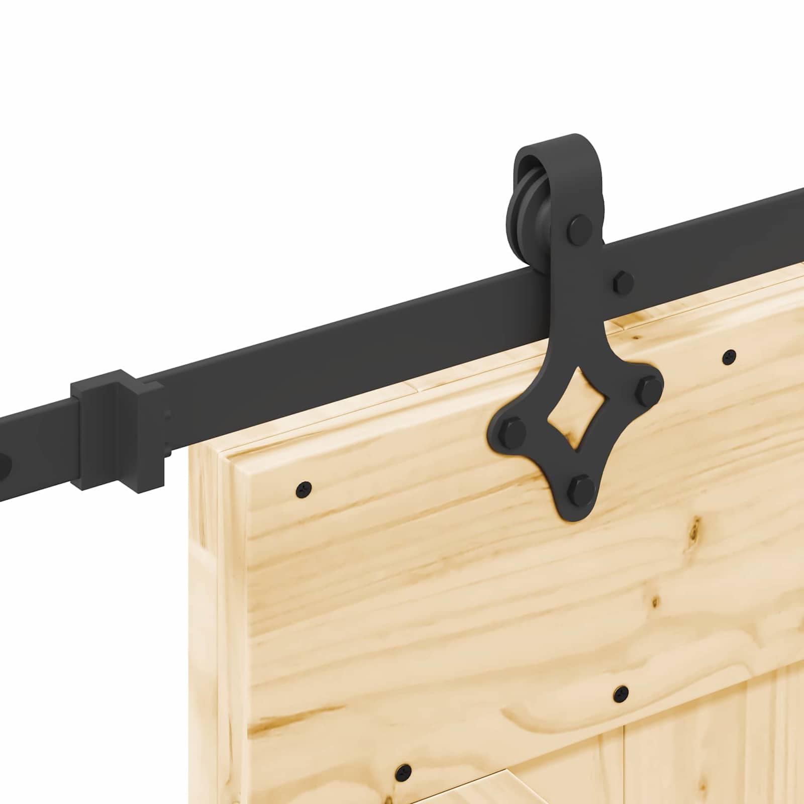 Porta scorrevole in legno di pino, 85 x 210 cm, divisorio con binario in acciaio verniciato a polvere, porta scorrevole salvaspazio per interni