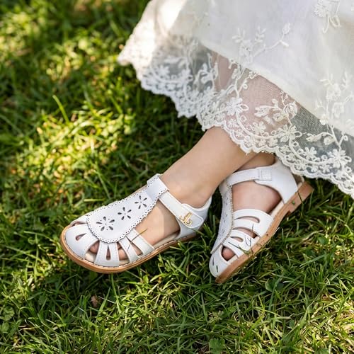 Image of THEE BRON Toddler Girls Closed-Toe Sandals Sweet Retro Cutout Summer Dress Shoes
