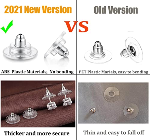 Delecoe 925 Sterling Silver Locking Earring Backs Replacements For Diamond Studs,14K White Gold Plated Hypoallergenic Secure Earring Backs 3-Pairs (White Gold) #TOP1