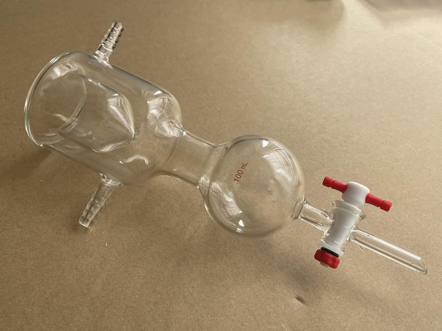 Microtrampa de vacío de 100 ml con llave de paso de PTFE: cámara de hielo seco de tamaño pequeño for uso en laboratorio