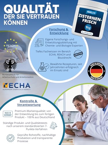 AGUALEVE® Zisternenfrisch 1kg *NEU* | hält Regenwasser frisch & rein, zum Gießen geeignet | für alle Zisternen & Regenwassertonnen | Made in Germany | für 10.000 Liter Regenwasser | Note 1,1