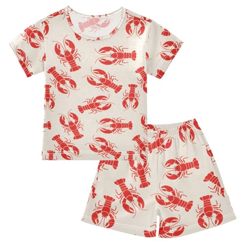 ALAZA Cute Bear Fox Raccoon Squirrel Duck Pajamas Short Sleeve 2 Piece Sleepwear Top and Bottom Pajama Set Unisex