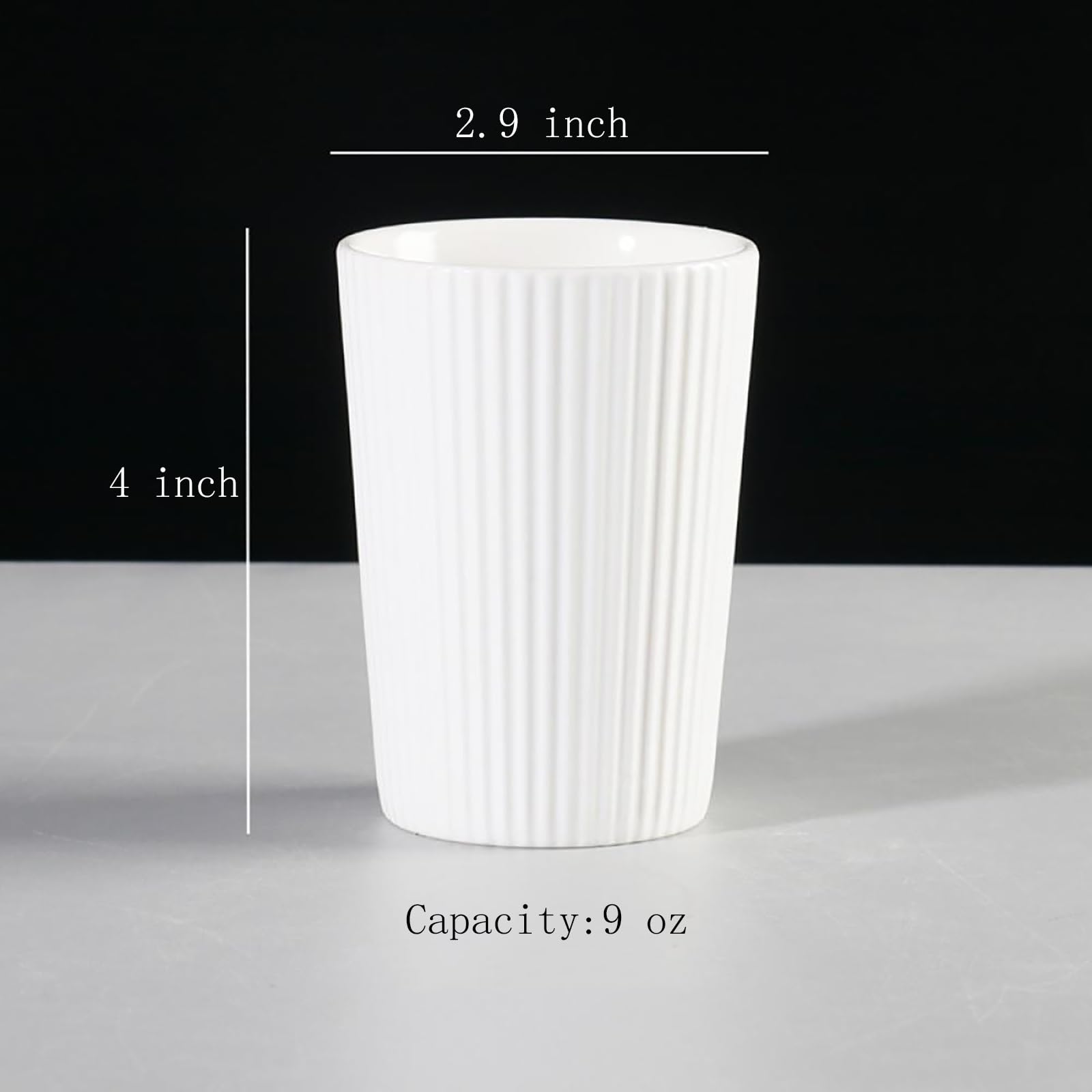 Gaolinci 2 Pcs Simple Stripe Ceramic Mouthwash Cups, Bathroom Brushing Cup, 9 Oz