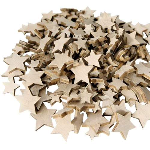200 Stück Kleine Holzsterne zum Basteln Holzsterne Klein Streudeko Weihnachten Holz Mini Stern Holz Sterne Scheiben Streudeko Sterne zum Basteln für Weihnachten Hochzeit Geburtstag Tischdeko