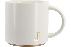 Personalized Monogram J Cup - Golden Ceramic Coffee Tea Mug