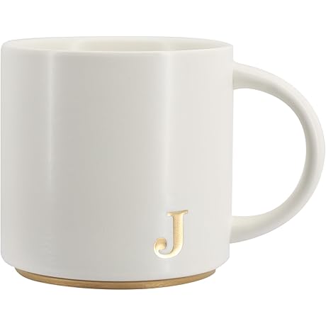 Personalized Monogram J Cup - Golden Ceramic Coffee Tea Mug