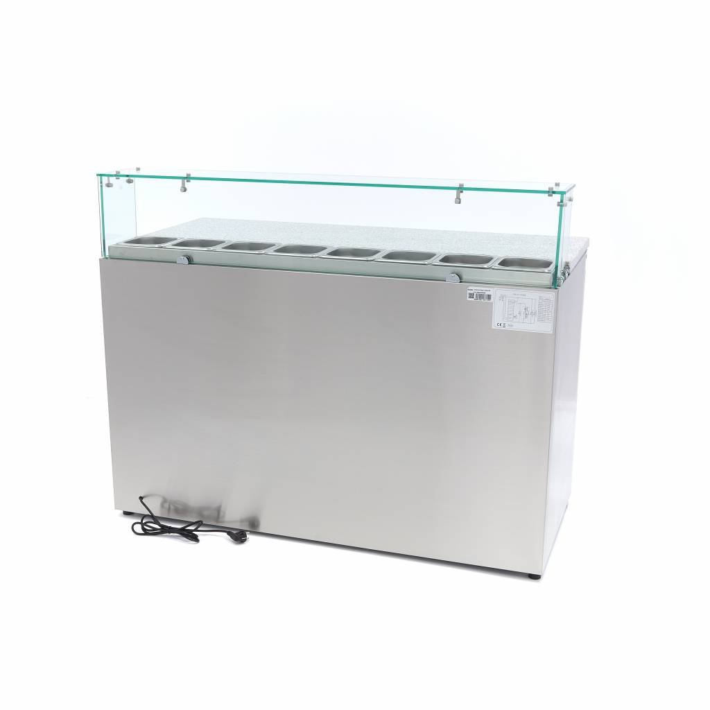 Maxima Réfrigérateur pour la préparation des pizzas - 137 cm - 3 portes - s'adapte à 8 x 1/6 GN - incl couvercle en verre