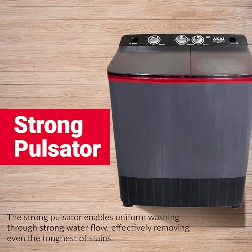 Image of Akai 7 Kg, 5 Star, Semi Automatic Top Loading Washing Machine (AKSA-70DBP) Black
