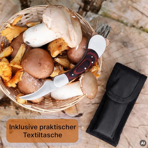 Dönges klappbares Pilzmesser mit Bürste, Edelstahl & Pakkaholzgriff – Ansicht 2