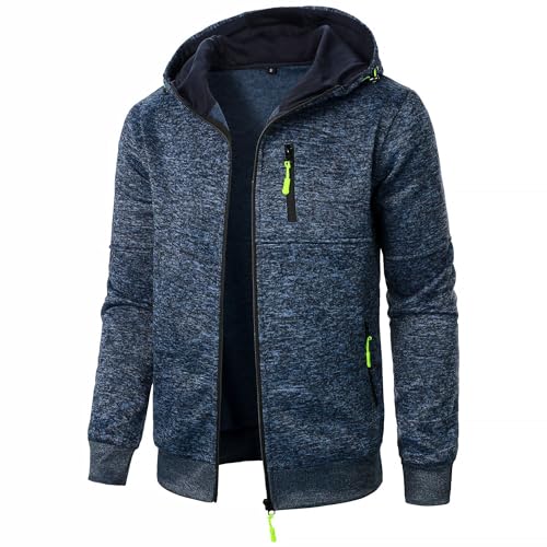Sprifloral Mens Hoodies Fleece Sweatshirts Zip up Long Sleeve Jacket Zipper Hooded Top Navy XXL - Image 2