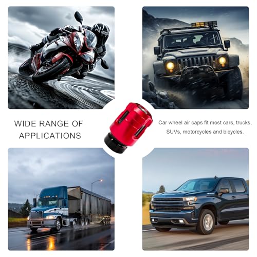 Yourkar 8 PCS Car Tire Valve Stem Caps, Unique Shape Aluminum Alloy Wheel Valve Covers, Corrosion Resistant Leak-Proof Tire Valve Stem Cover, Universal Vehicle Wheel Accessories (Red+Blue)