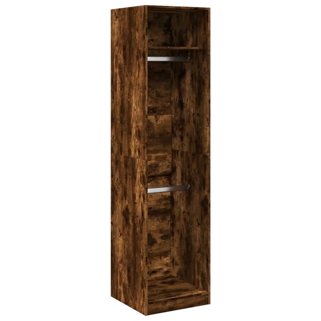 vidaXL Wardrobe, Closet for Bedroom, Clothes Storage Organiser with Hanger Bar, Clothes Cupboard, Armoire, Modern Style, Smoked Oak Engineered Wood