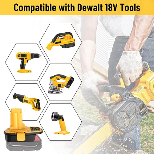 Azocek 1 Pack Dm18D Battery Adapter Converter With Usb Port For Dewalt 18V Tools thumb #5