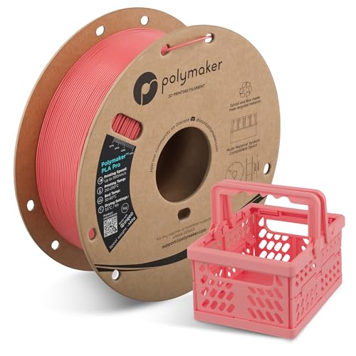 Image of Polymaker PLA Pro 3D Printing Filament Light Red 1.75mm 1KG, High-Impact Tough PLA, Fast Printing up to 300mm /s, High Speed New Formula, Easy to Print on Most FDM Printers, No Enclosure Required
