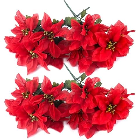 AWAVM 4 Pack Silk Poinsettia Bushes Cover