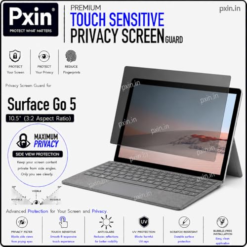 Image of Pxin Aura | Compatible with Microsoft Surface Go 5 | Touch Sensitive Privacy Screen | Anti Blue | Anti Glare | UltraThin for Hyper Touch | Anti UV | Privacy Filter