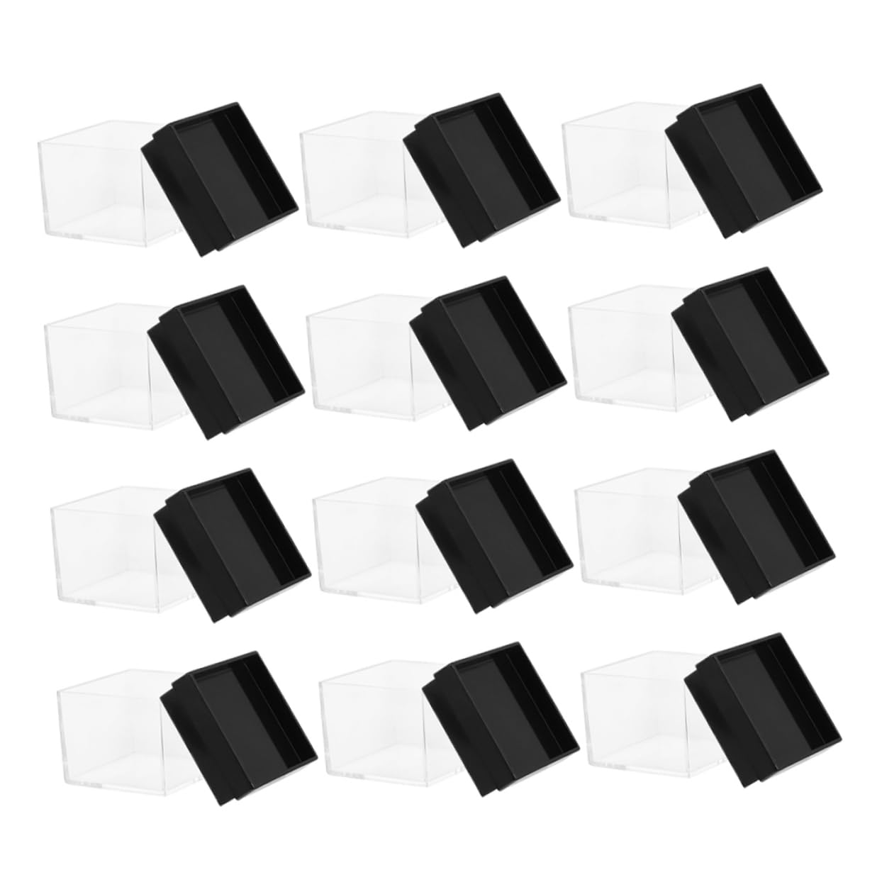 Unomor Crystal Display Mineral Boxes Square Raw Stone Collection 12 Pack Plastic Portable Storage
