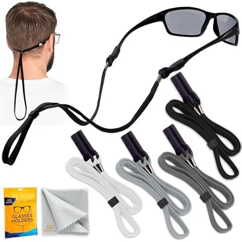 SIGONNA Eye Glasses Holder Around Neck - 4 Glasses Straps for Men Women - Glasses Holder Strap Retainer - Sunglass Holder Strap - Eyeglasses Strap Lanyard (White,Light Gray,Dark Gray,Black) Cover