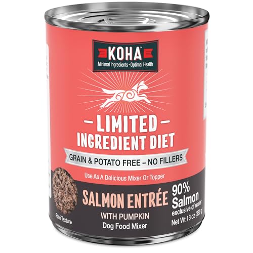 KOHA Limited Ingredient Diet Salmon Entrée for Dogs - Dog Food Toppers for Picky Eaters - Sensitive Stomach Canned Dog Food - Pate Dog - 13 oz Pack of 12