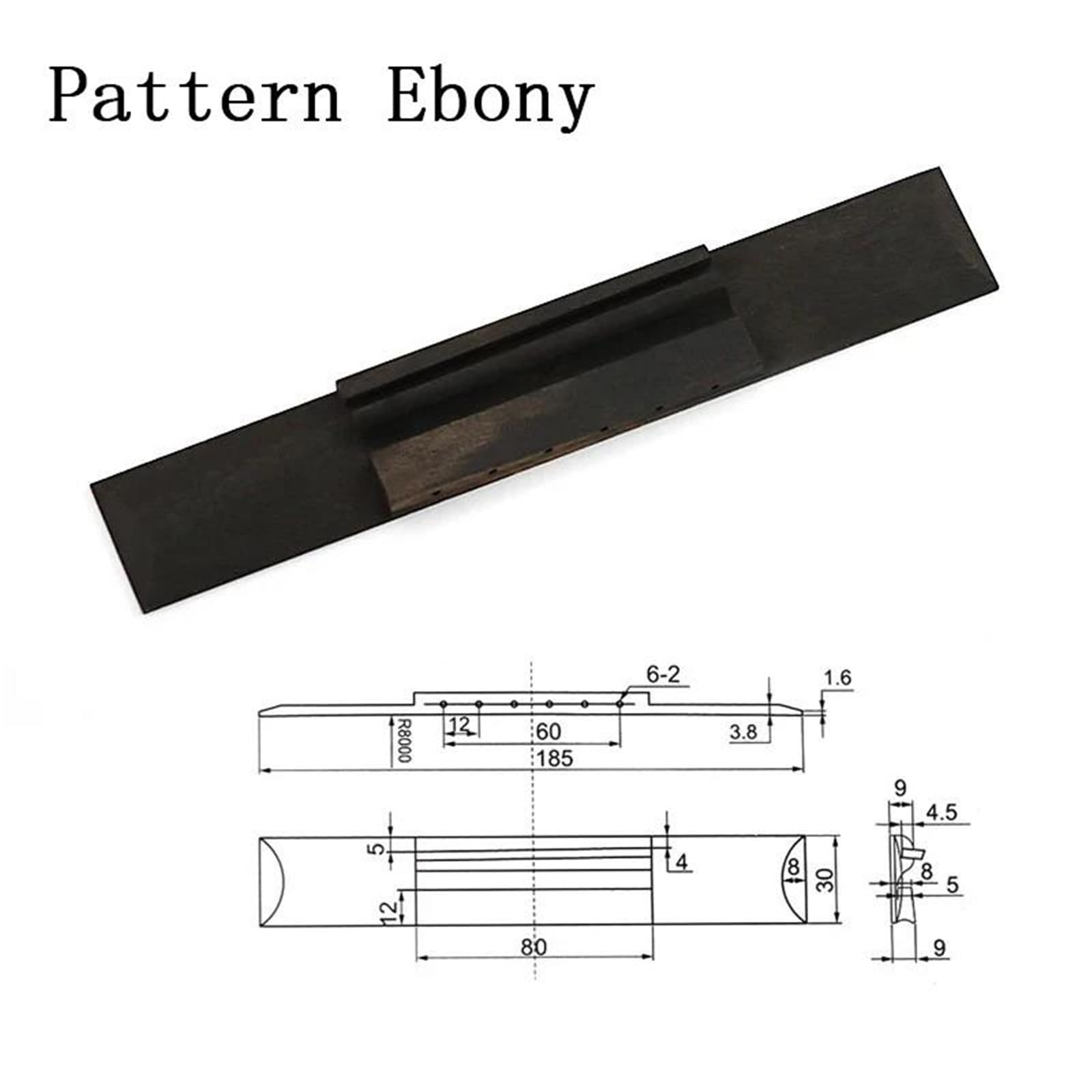 Uniwersalny Zamiennik Mostka Do Gitary Klasycznej Naturalny Heban Tuner Gitary(Style 2)