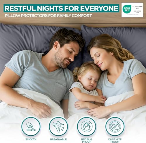 Image of Utopia Bedding Waterproof Throw Pillow Protectors (No Pillow Inserts) with Zipper 20 x 20 Inches (2 Pack, Grey), Outdoor Bed Couch Decorative Pillow Encasement Covers