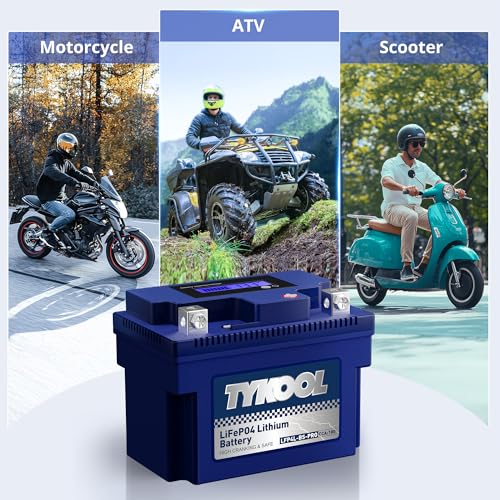 Image of TYKOOL YTX4L-BS-Pro High PerformanceLithium Motorcycle Battery,180CCA 12.8V 3Ah LiFePO4 Powersports Battery,Built-in BMS,for Dirt bikes,ATV,Scooter,4 wheeler,Hongda grom,Motocross,Riding Lawn Tractor