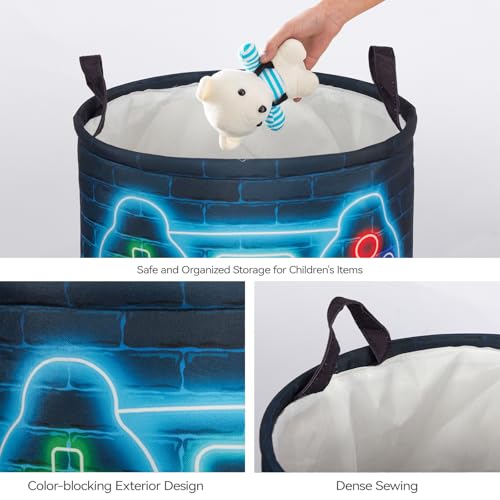 Image of 2Pcs Gamepad Boys Kids Laundry Basket Baby Nursery Hamper Gamer Room Decor Foldable Oxford Cloth Funny Tote Clothes Storage Bucket Organizer For Bedroom (Gamepad)