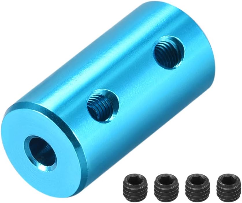 uxcell 1/8 Inch to 5mm Bore Rigid Coupling Set Screw L20XD10 Aluminum Alloy,Shaft Coupler Connector,Motor Accessories,Light Blue