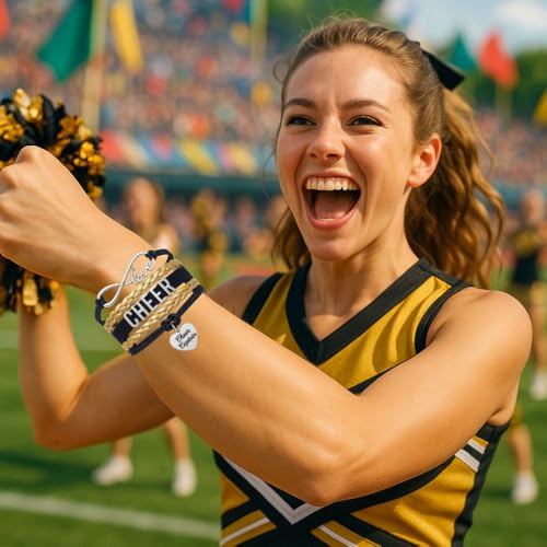 Image of Sportybella Cheer Captain Charm Bracelet- Girls Captain Cheerleading Bracelet- Cheer Jewelry for Cheerleader