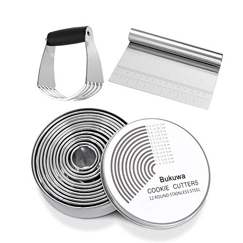Round Cookie Biscuit CutterDough ScraperPastry Blender Set188 304 Stainless Steel Cookie Cutters And Bench ScraperGraduated Pastry Cutter14 Pieces Professional Baking Supplies