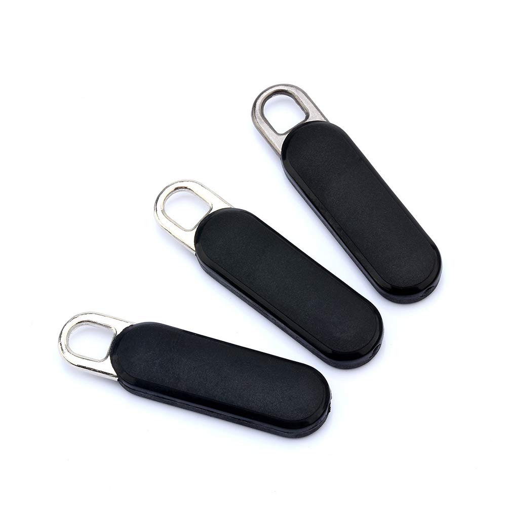 20 Pieces Zipper Pulls Tab Fixer Tags Zipper Repair Tabs Replacements Zipper Fixer Repair Kit Replacement for Bag Trouser Jacket, Black