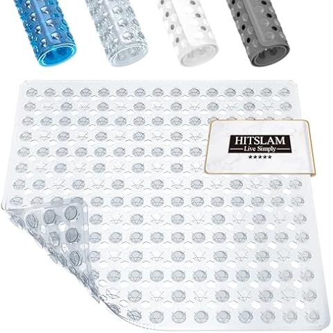 HITSLAM Non-Slip Shower Mat with Suction Cups Cover