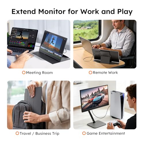 Image of 15.6 inch Portable Monitor with Smart Cover, FHD 1080P IPS Travel Monitor for Laptop, Built-in Speaker& Stand, USB-C&Mini HDMI Screen Extender for Laptop Mac PC Phone Xbox PS4 /5 Switch with Stand Case