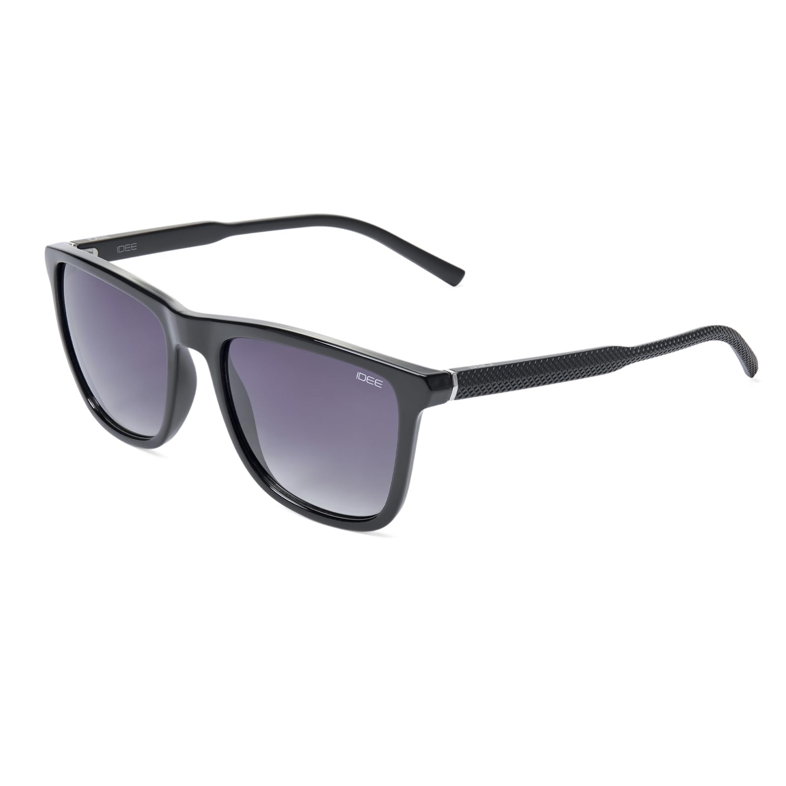 IDEE| 100% UV protected | Unisex | Large | Full Rim | Square | Frame: Shiny Black Polycarbonate | Lens: Smoke Gradient Polycarbonate