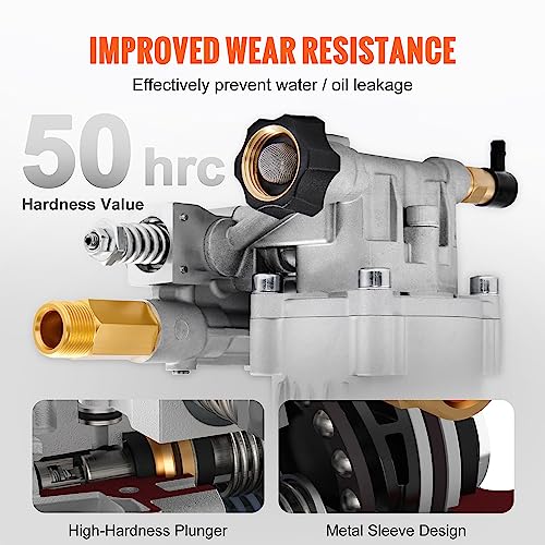 VEVOR Pressure Washer Pump, 3/4" Shaft Horizontal, 2500-3400PSI, 2.5 GPM, Replacement Power Washer Pumps, Parts Washer Pump, Compatible with Honda, Simpson, RYOBI, Briggs & Stratton, Subaru, Craftsman by VEVOR - Image 4