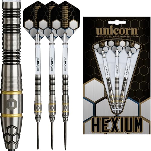 Fléchettes tungstène Unicorn Hexium avec barils Spring Onion de 90%