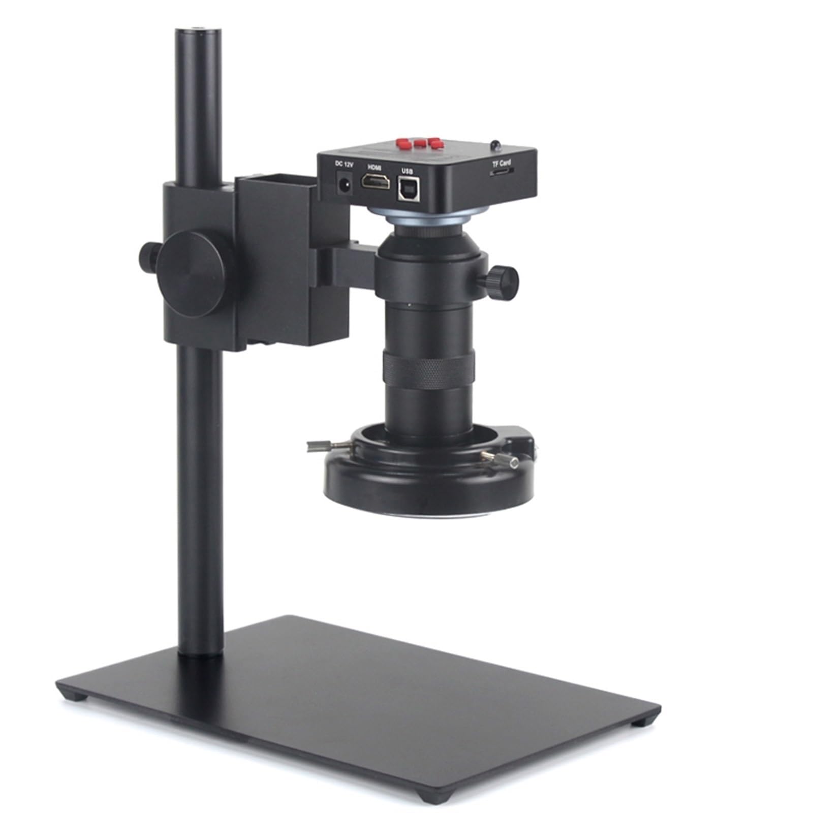 Przemysłowa Cyfrowa Kamera Z Mikroskopem Wideo + Zoom 130X Obiektyw Z Mocowaniem C USB Lampa Pierścieniowa LED Do Lutowania Naprawczego(38MP HDMI USB)