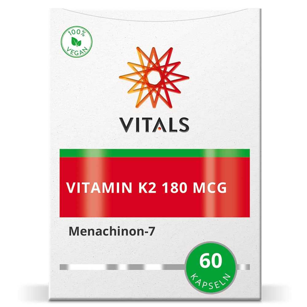 Vitals - Vitamin K2 180mcg, 60 Kapseln. K2 in der überlegenen Form von Menachinon-7 (MK-7). Enthält K2VitalDelta, das eine sehr hohe Stabilität aufweist.