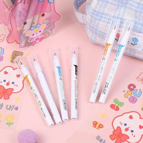 Image of PAXCOO Double Marker Line Pens,Two Liner Gel Pen Outline Multi Color Ink Roller Drawing Scrap booking Card Note Art,3d Writing Pen,Craft Creative Journal Hand Planner Home Office School(6 Pack)