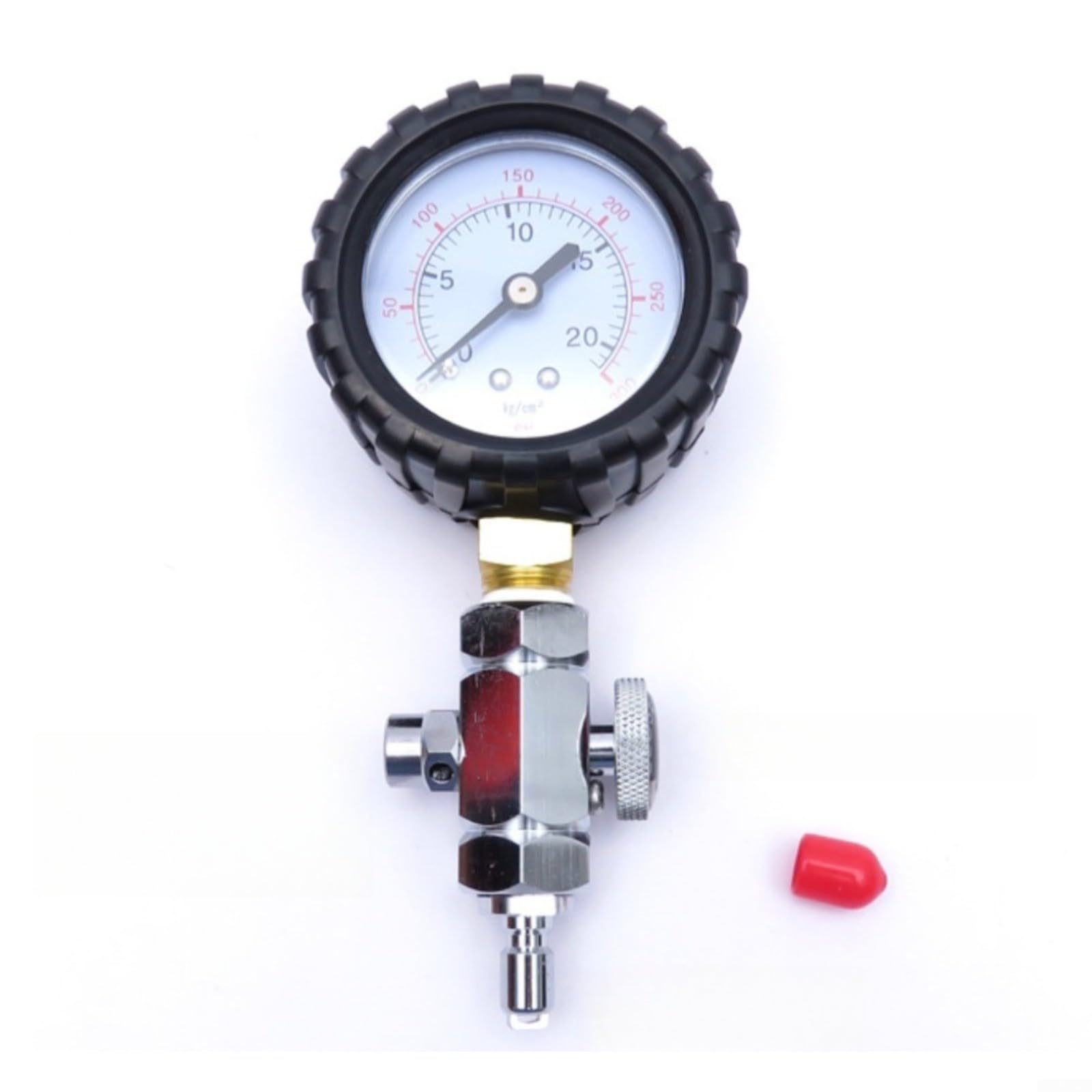 Medidor de presión de buceo 300PSI latón intermedio de baja presión para regulador BCD, primera etapa con válvula de alivio de seguridad, plata