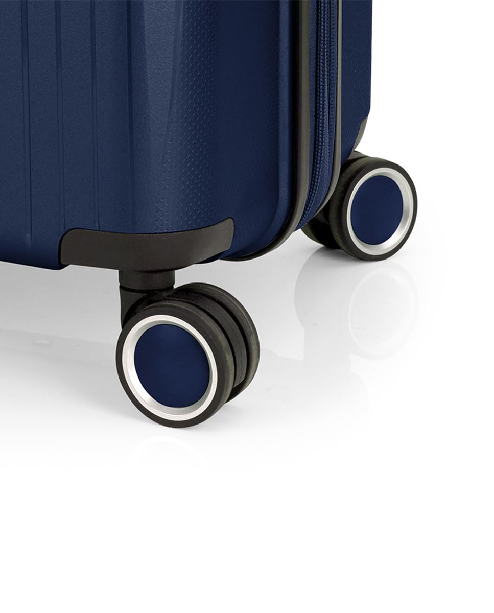 Gabol - Maleta Mediana Expandible Brooklyn 45x65x27/30 cm - Equipaje Ligero 3,4kg con Capacidad 70/77,8L - 4 Ruedas Dobles 360° y Cerradura TSA - Diseño Español en Polipropileno - Azul