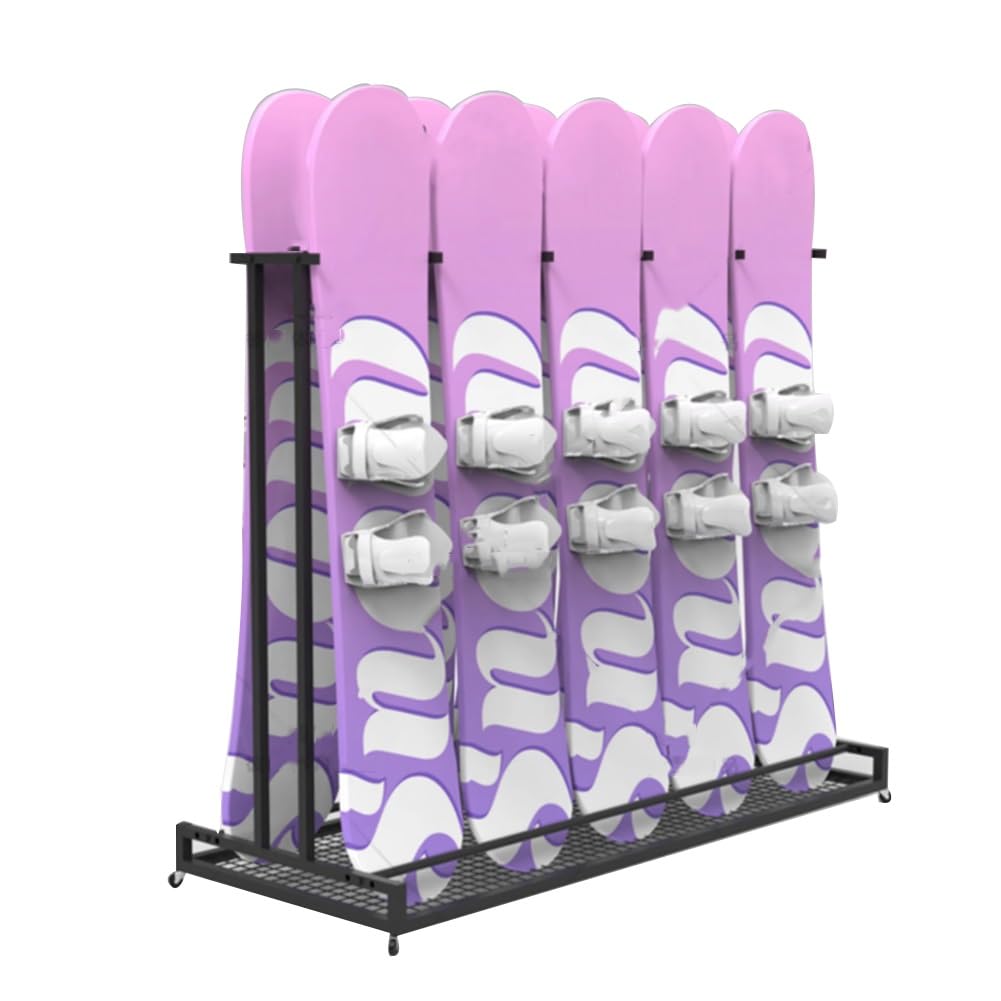 Support De Rangement pour Snowboard En Métal À Plusieurs Étages, Rangement pour Matériel De Ski, Support Pour Skis/planche À Roulettes/scooter, pour Magasins, Supermarchés, Stations De Ski(155x60x120