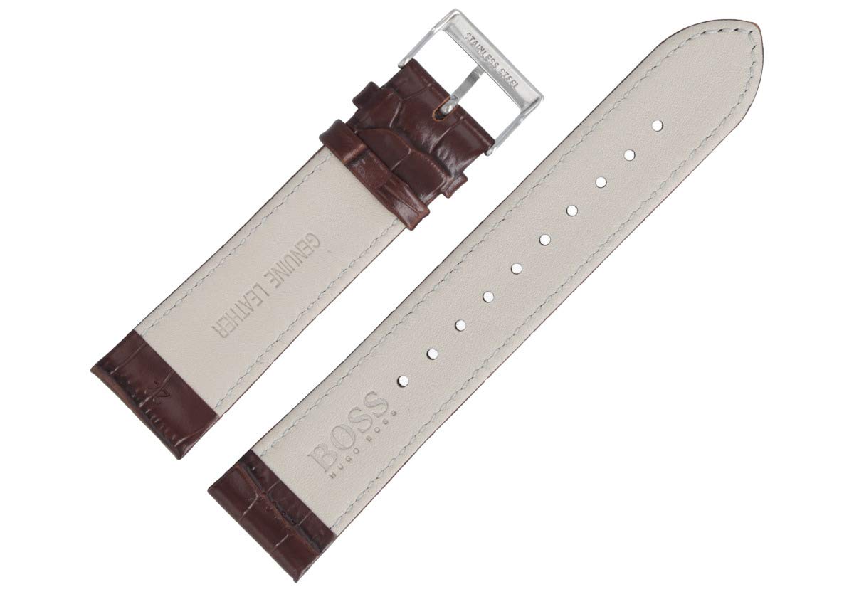 HUGO BOSS Uhrenarmband 22mm Leder Braun Kroko - 659302560