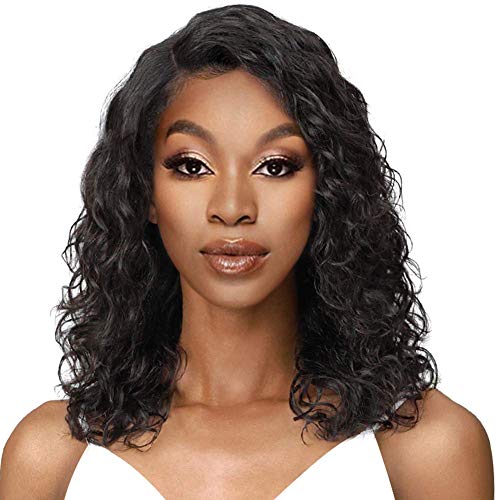 ISHINE 12 Inch Loose Wave FULL LACE Wig Medium Length Human Hair Wigs Free Part - 100% Remy Wigs For Black Women White Women 130 Density - Swiss Full Lace Wig Pre Plucked Bleached Knots Natural Black