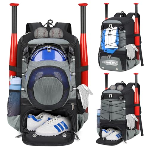 Accesorios De Béisbol, Sports RAINSMORE Mochila de Beisbol Bolsa de Sóftbol con compartimento para zapatos Mochila Deportiva con portacascos Mochilas para Gym para jóvenes y adultos Bolsas...