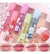 Set of 6 roll-on lip gloss set, colourless lip gloss transparent, fruity moisturising lip oil, for children.