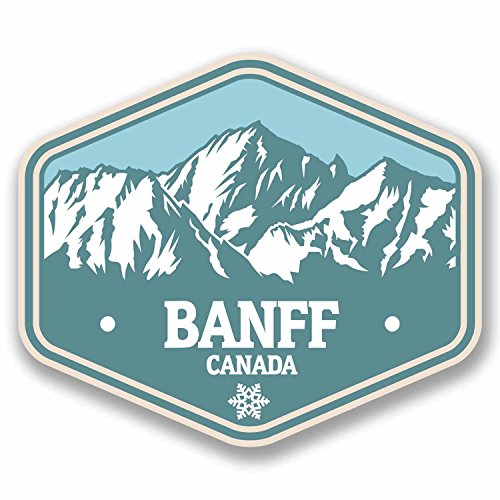 2 x 10cm Banff Canada Vinyl Sticker Travel Mountains Ski Snowboard #9769 (10cm Wide x 8.5cm High)